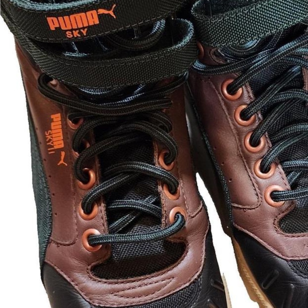 Black and Brown Lace-Up Sneakers - Picture 3 of 7